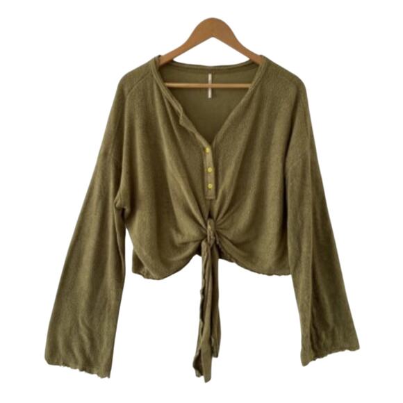 Savage X Fenty "Sleep and Shine" LS Crop Tee Sleepwear - Military Olive-Size: 3X - Picture 5 of 5